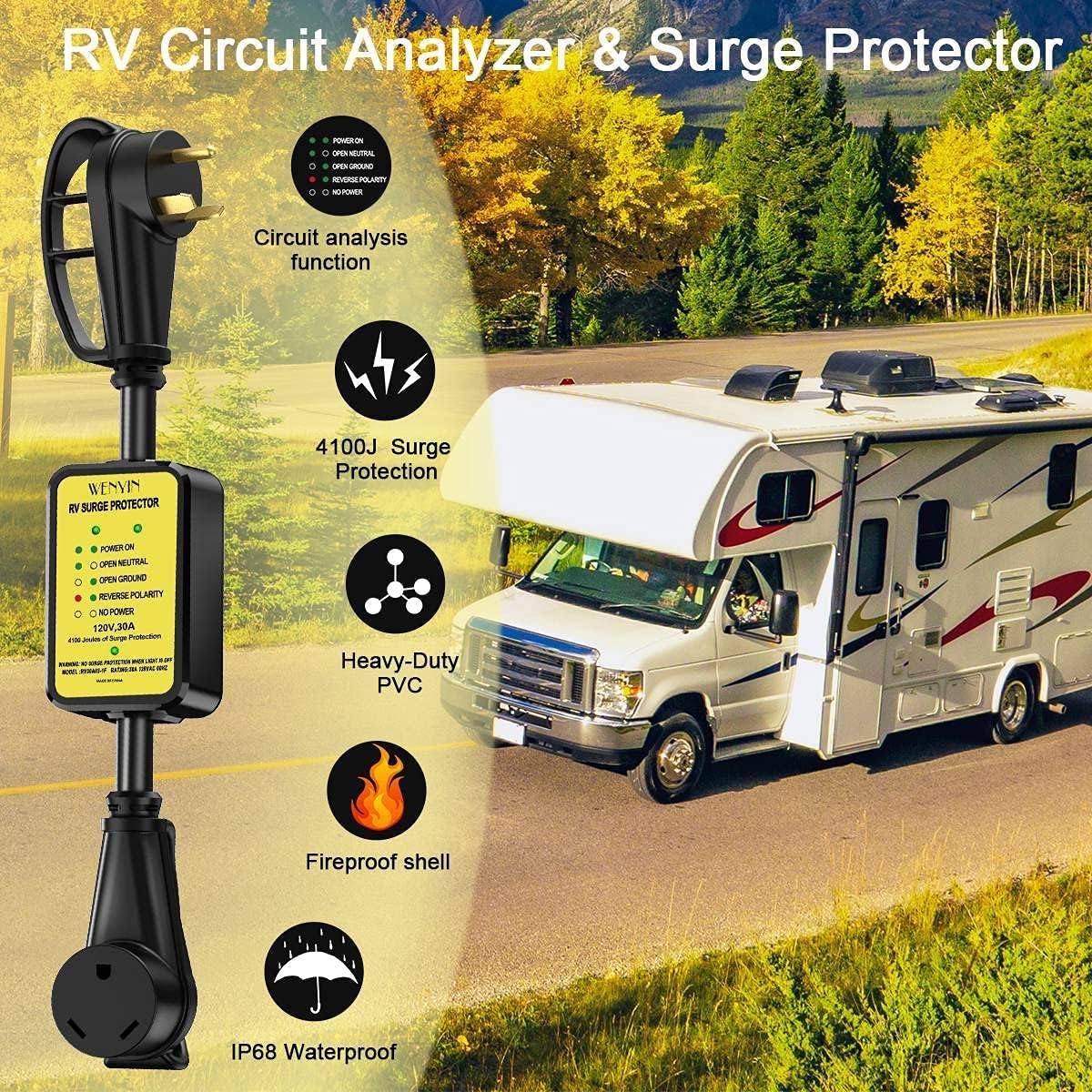 30 amp RV Surge Protector with LED Indicator Light L821