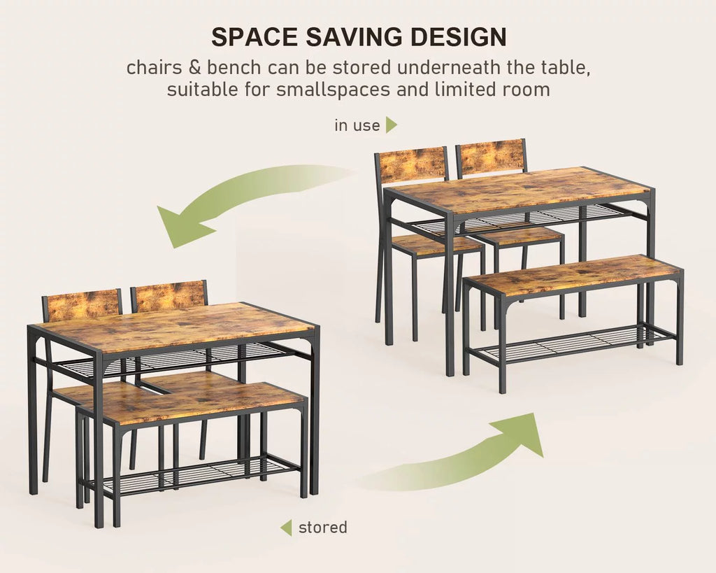 4 Piece Dining Table with 2 Chairs and Bench G53881