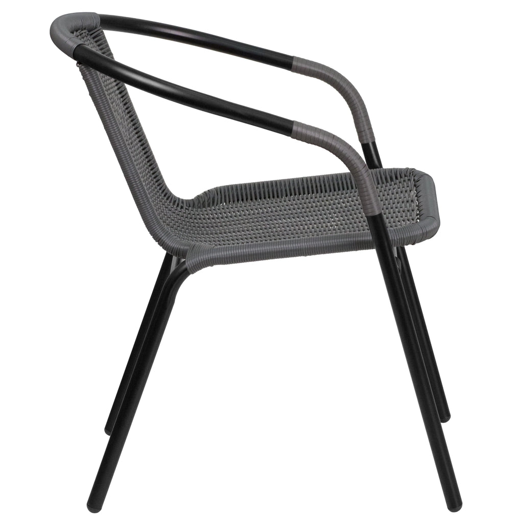 2 Pack Gray Rattan Stack Chair O75145