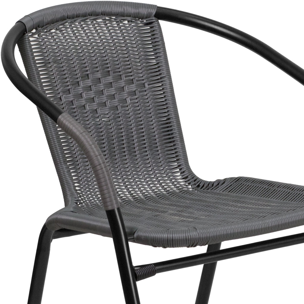 2 Pack Gray Rattan Stack Chair O75145