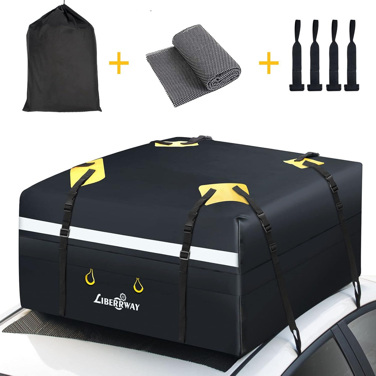 Rooftop Cargo Carrier 15 Cubic Feet Waterproof Roof Rack Cargo Bag with Anti-Slip Mat Q5505