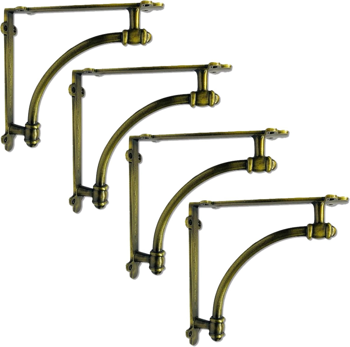 2 Pack Heavy Duty Large 9.6x1.7x9.6 inch Half Round Wall Shelf Bracket, Rustic Black Iron Finish U6141