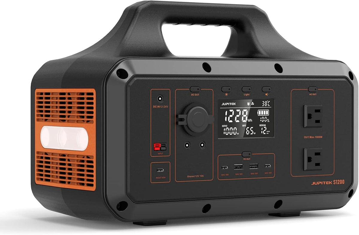 1228Wh LiFePO4 Portable Power Station with 110V/1000W AC Outlets P9048
