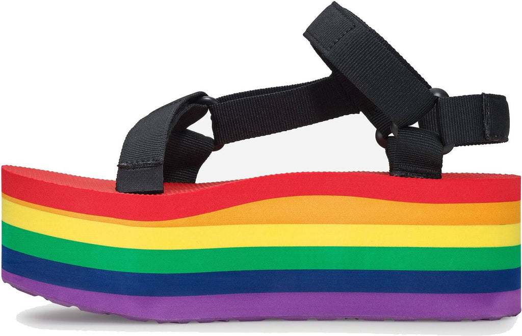 Rainbow-Black Flatform Sandals K28429