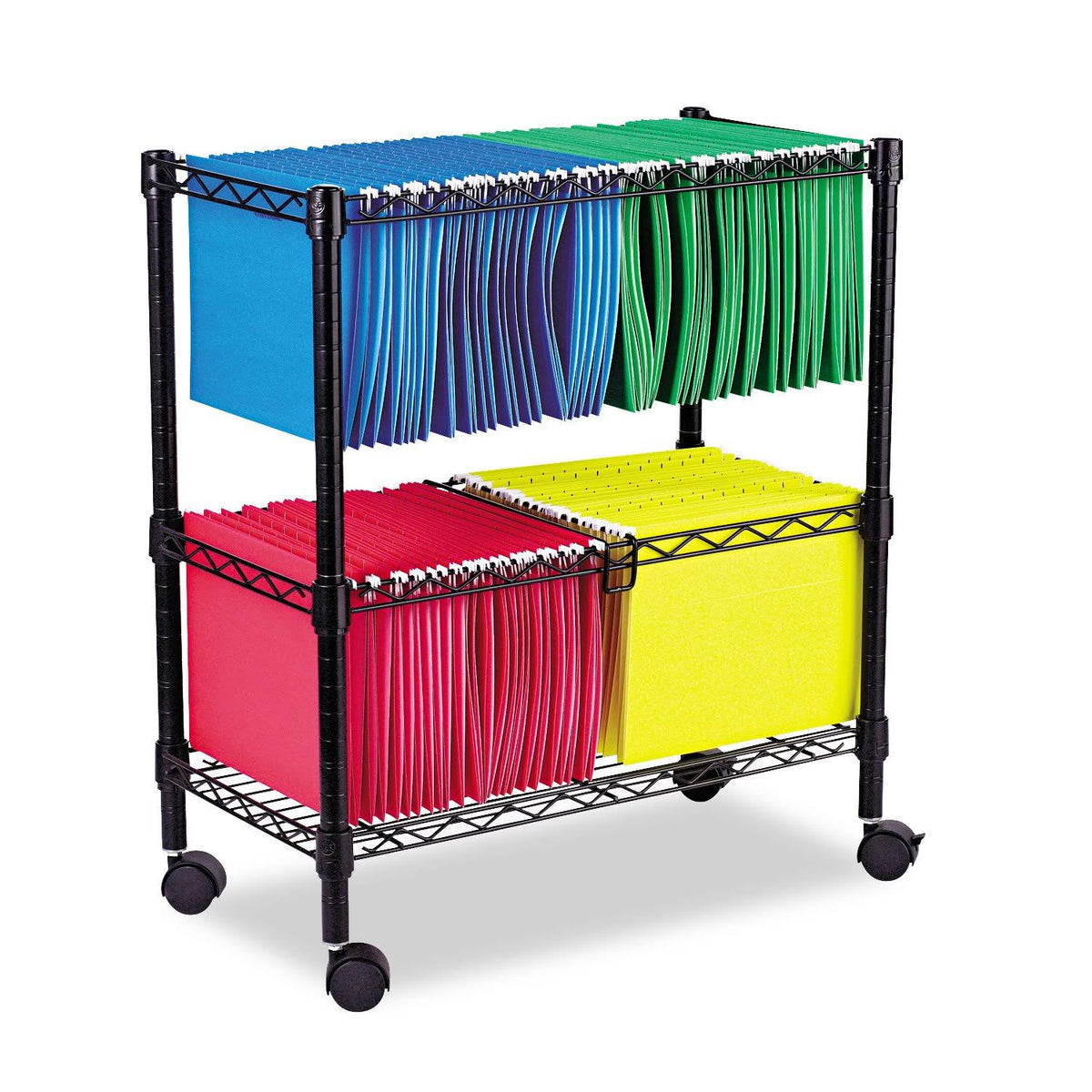 Black Two-Tier Rolling File Cart J638204
