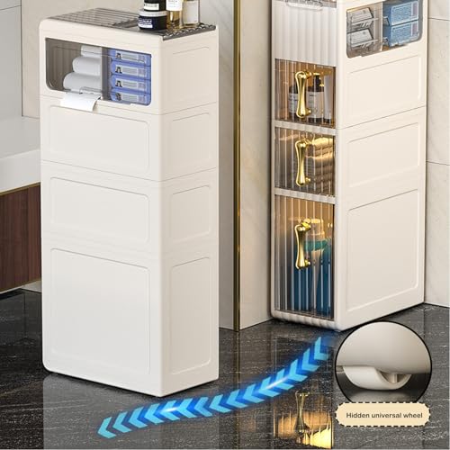 2-Tier Narrow Tall Bathroom Floor Storage Cabinet with Clear Drawers X82311