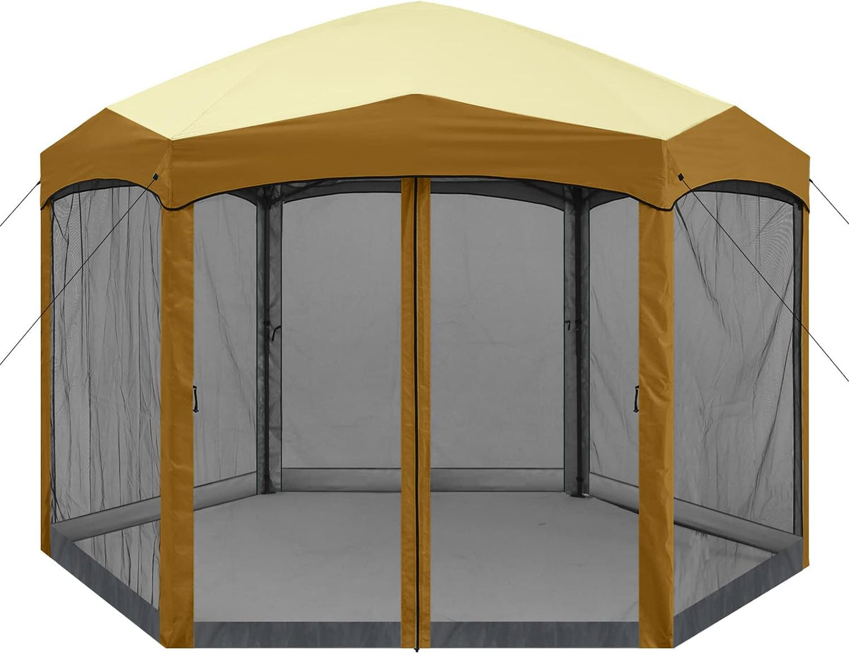 12x12 ft Hexagon Pop Up Gazebo with Netting C87002