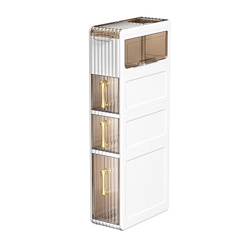 2-Tier Narrow Tall Bathroom Floor Storage Cabinet with Clear Drawers X82311