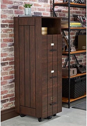 Vintage Walnut Wood Filing Cabinet O138