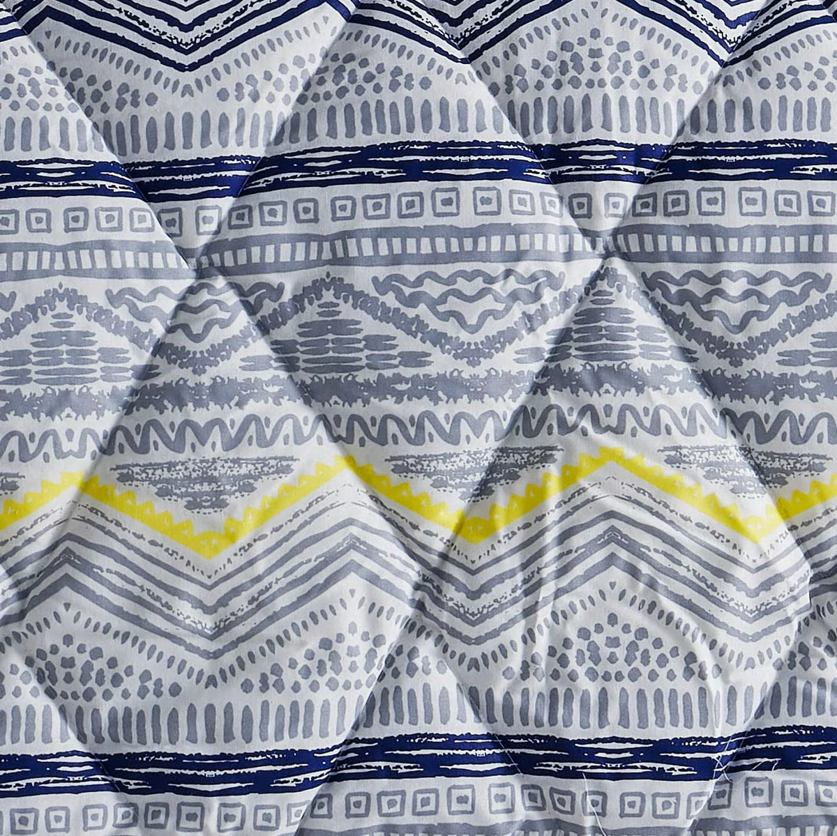 Blue & Yellow Geometric Cotton 9 Piece Bed in a Bag Comforter Set I29358