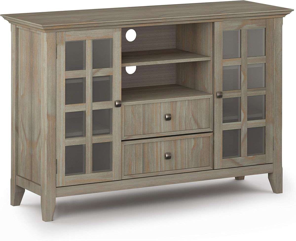 Black Solid Wood TV Media Stand with Storage Shelves and Cabinets N300565