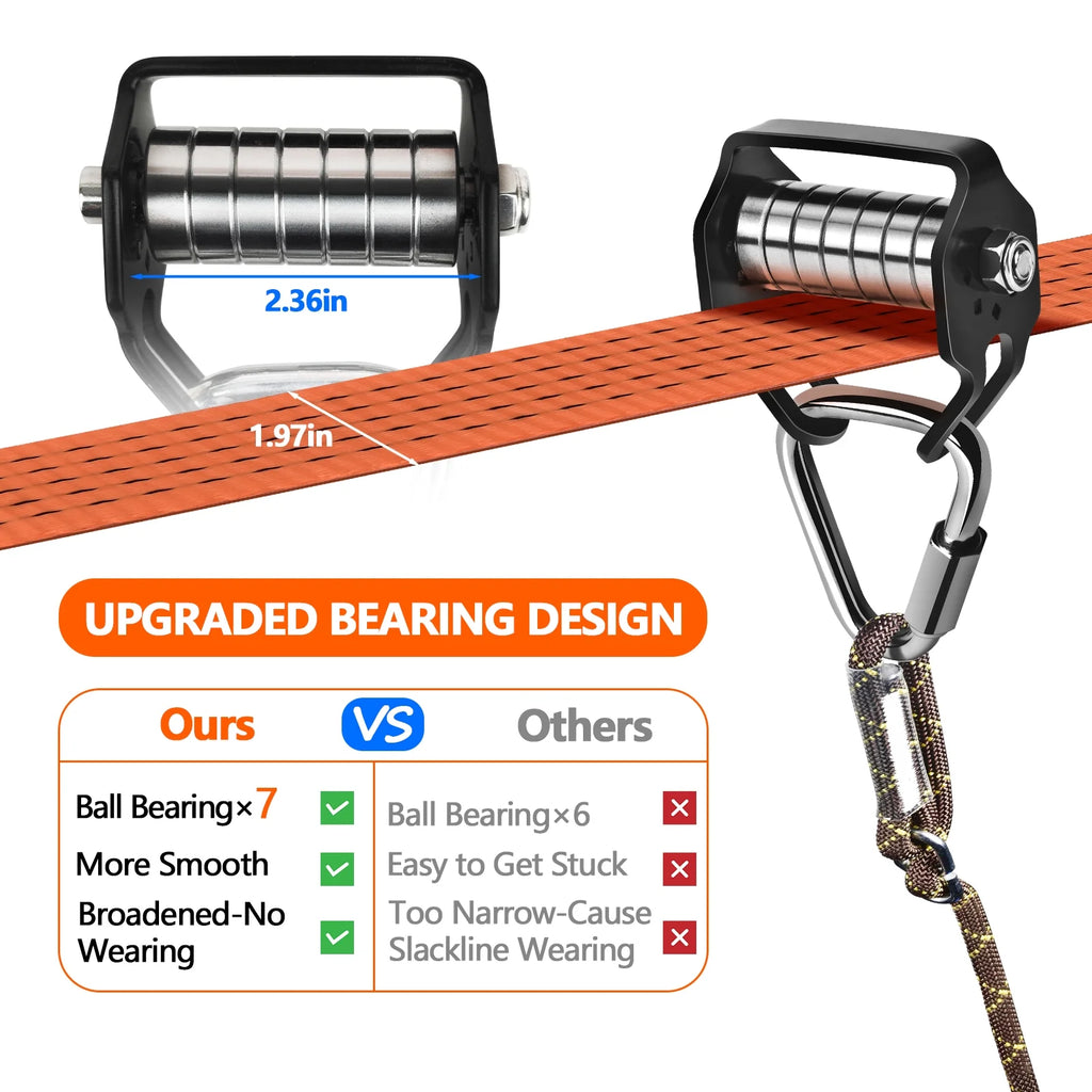 Zip Lines for Kids Outdoor Toys - Pulley Kits with 65 Ft Slackline, Maximum Load 330lb M546