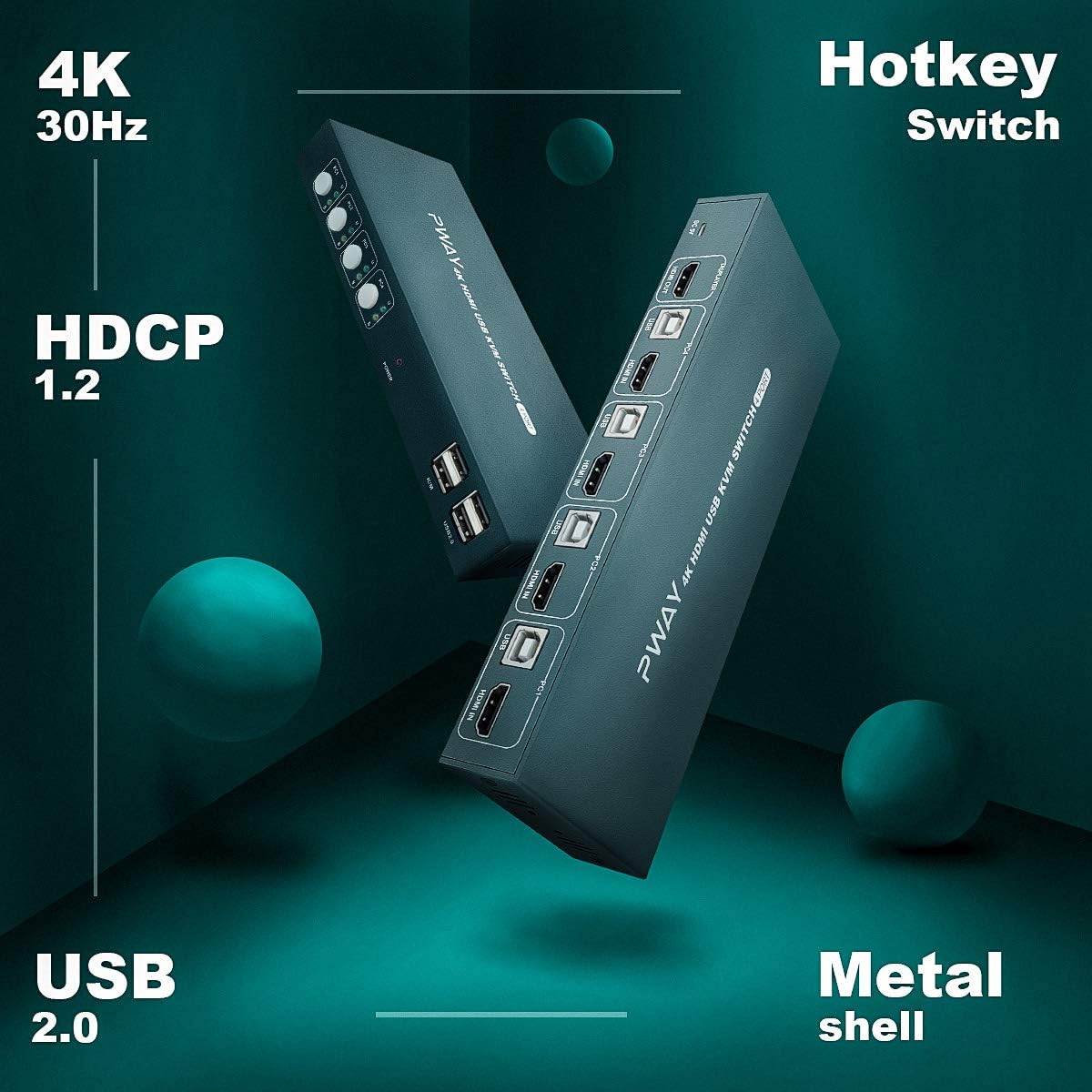 4 Port HDMI KVM Switch 4K@30Hz USB 2.0 with Cables Q663892
