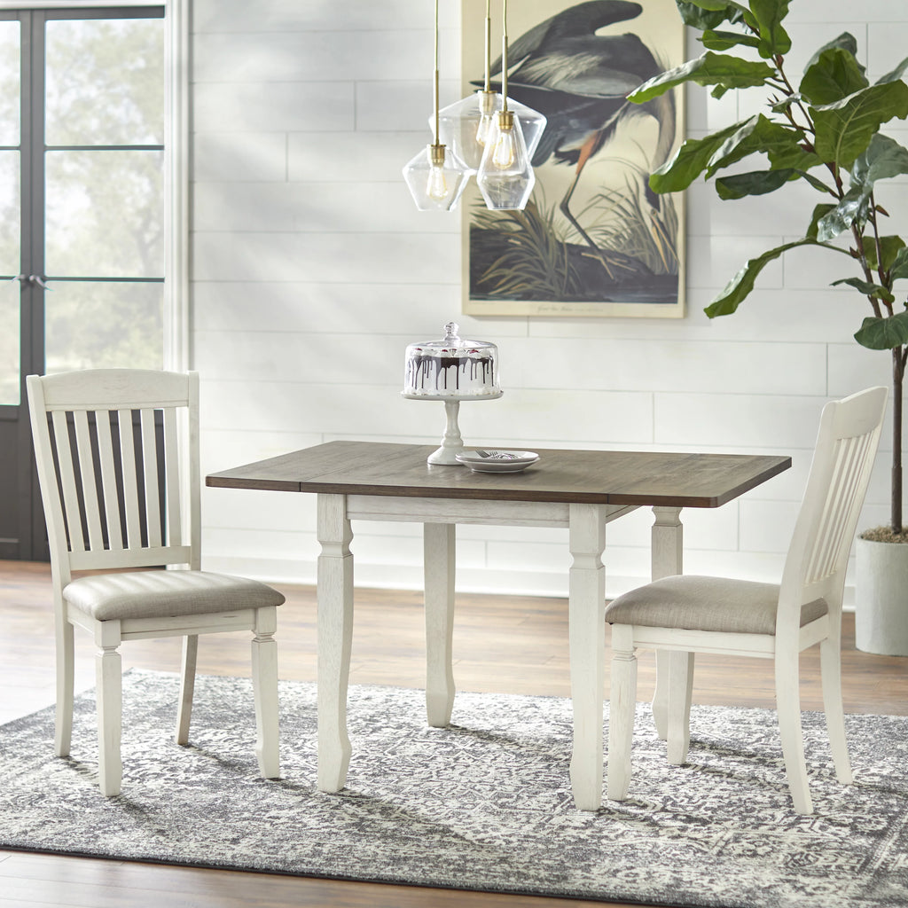 50 x 36 x 30 Walnut Antique White Square Dining Table T6464