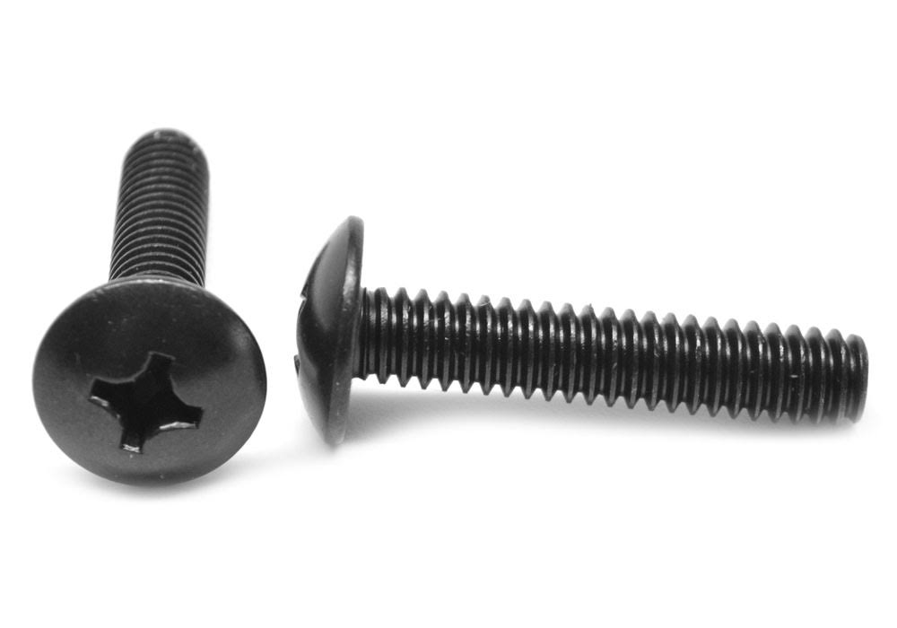 1/4-20 x 2 Coarse Thread Machine Screw Phillips Truss Head Low Carbon Steel Black Oxide Y35334