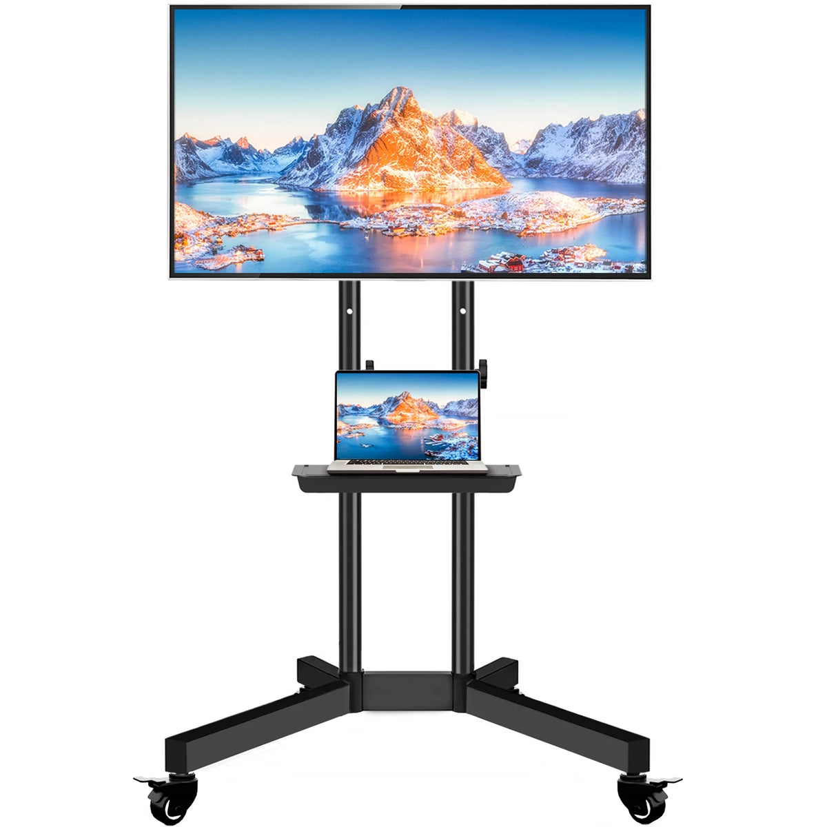 Black Mobile TV Stand Cart on Wheels for 32 to 75 inch TVs A756095