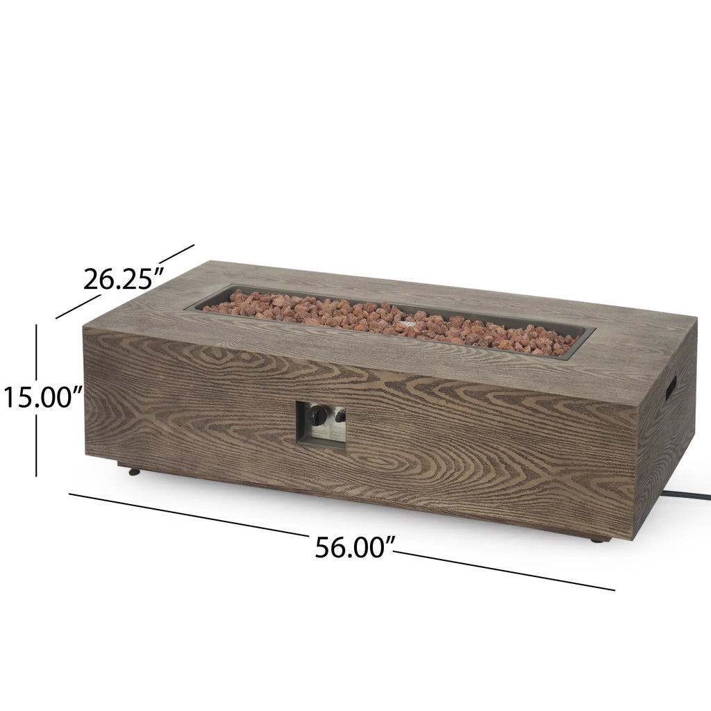 Lightweight Concrete Outdoor 50,000 BTU Rectangular Fire Pit T790109