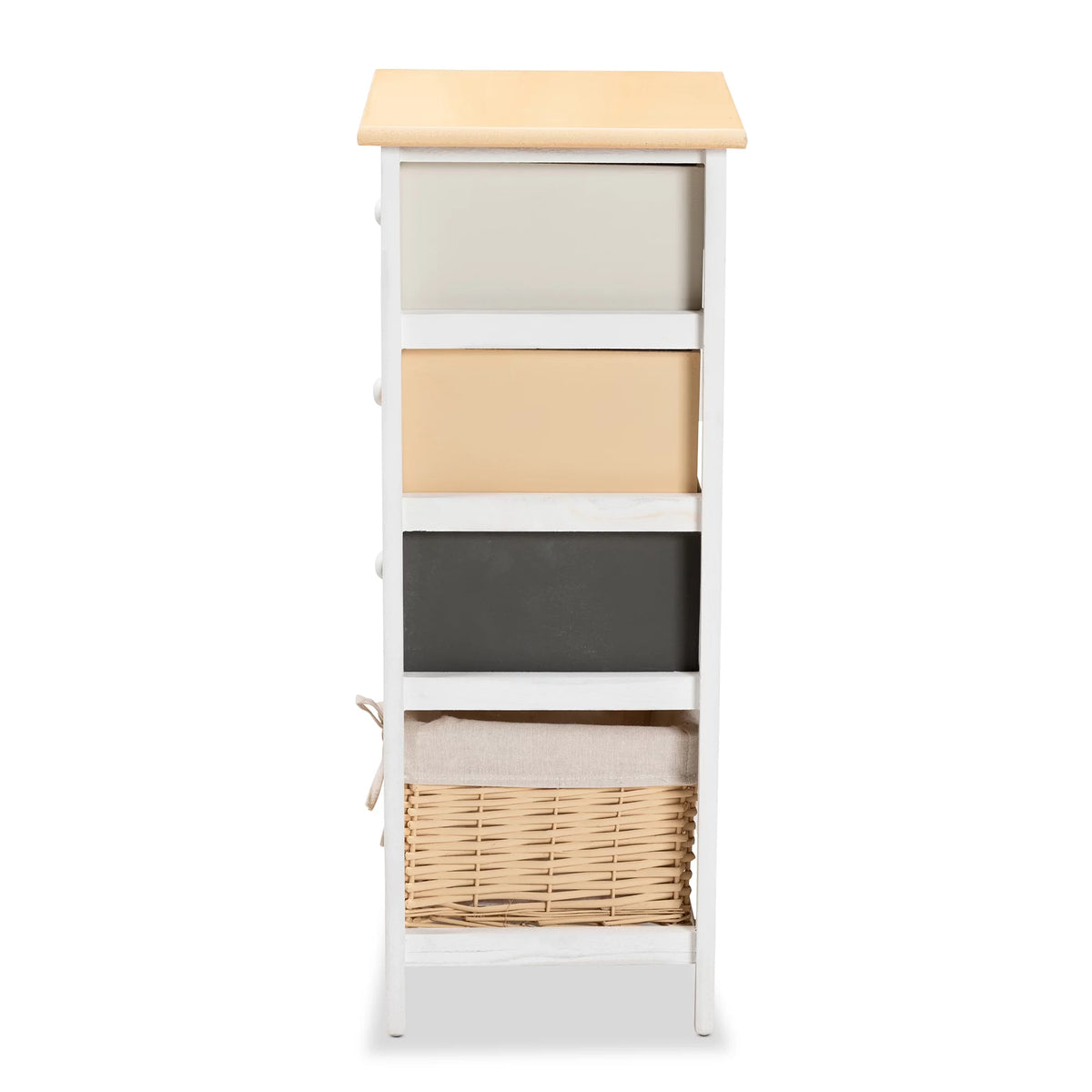 Multi-Colored Wood 3-Drawer Storage Unit with Basket A45917