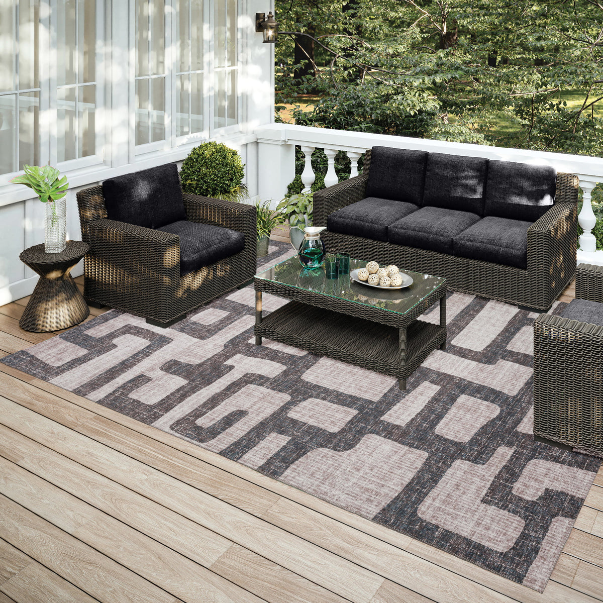 Grey 10' x 14' Non-Skid Area Rug P530018