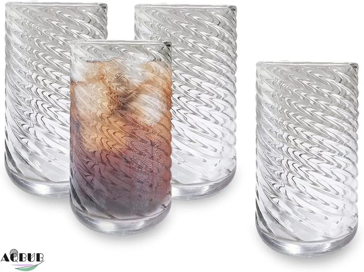 Spiral Stripe Glass Wine Glasses Set of 4 Z246