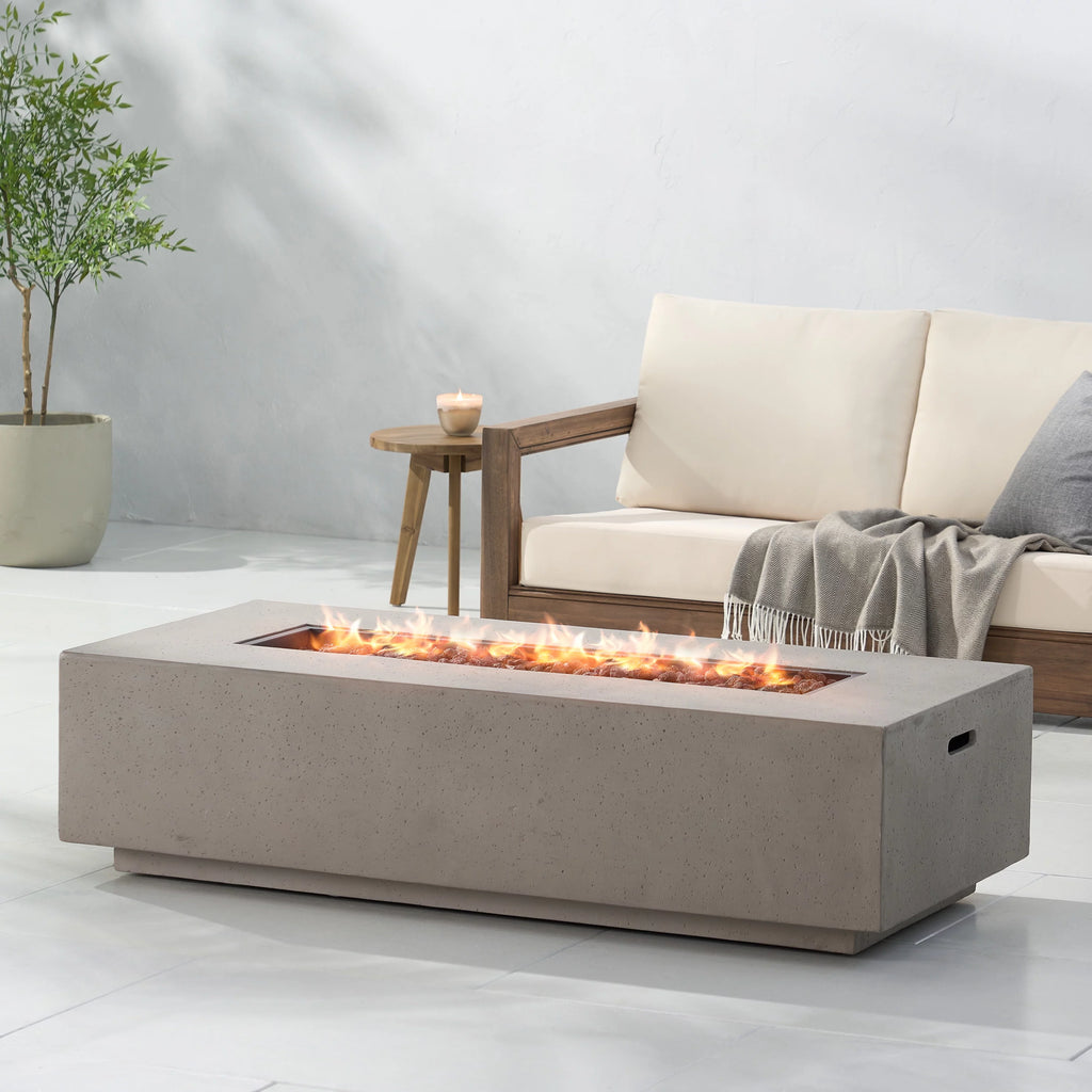 Lightweight Concrete Outdoor 50,000 BTU Rectangular Fire Pit T790109