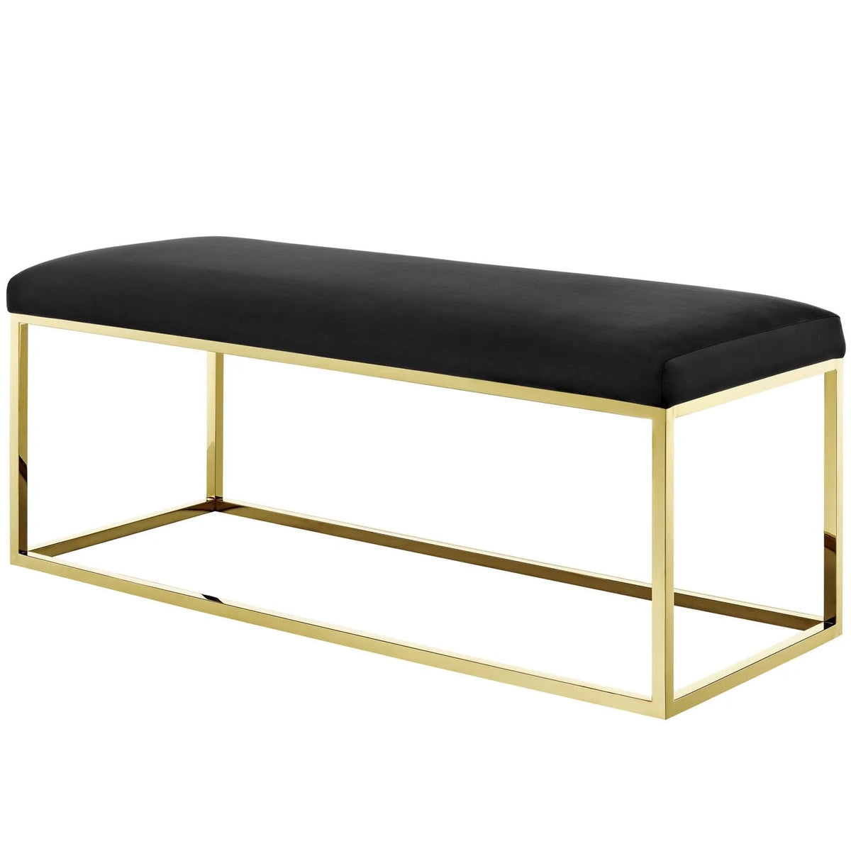 Gold Black Velvet Accent Chair Bench E303192