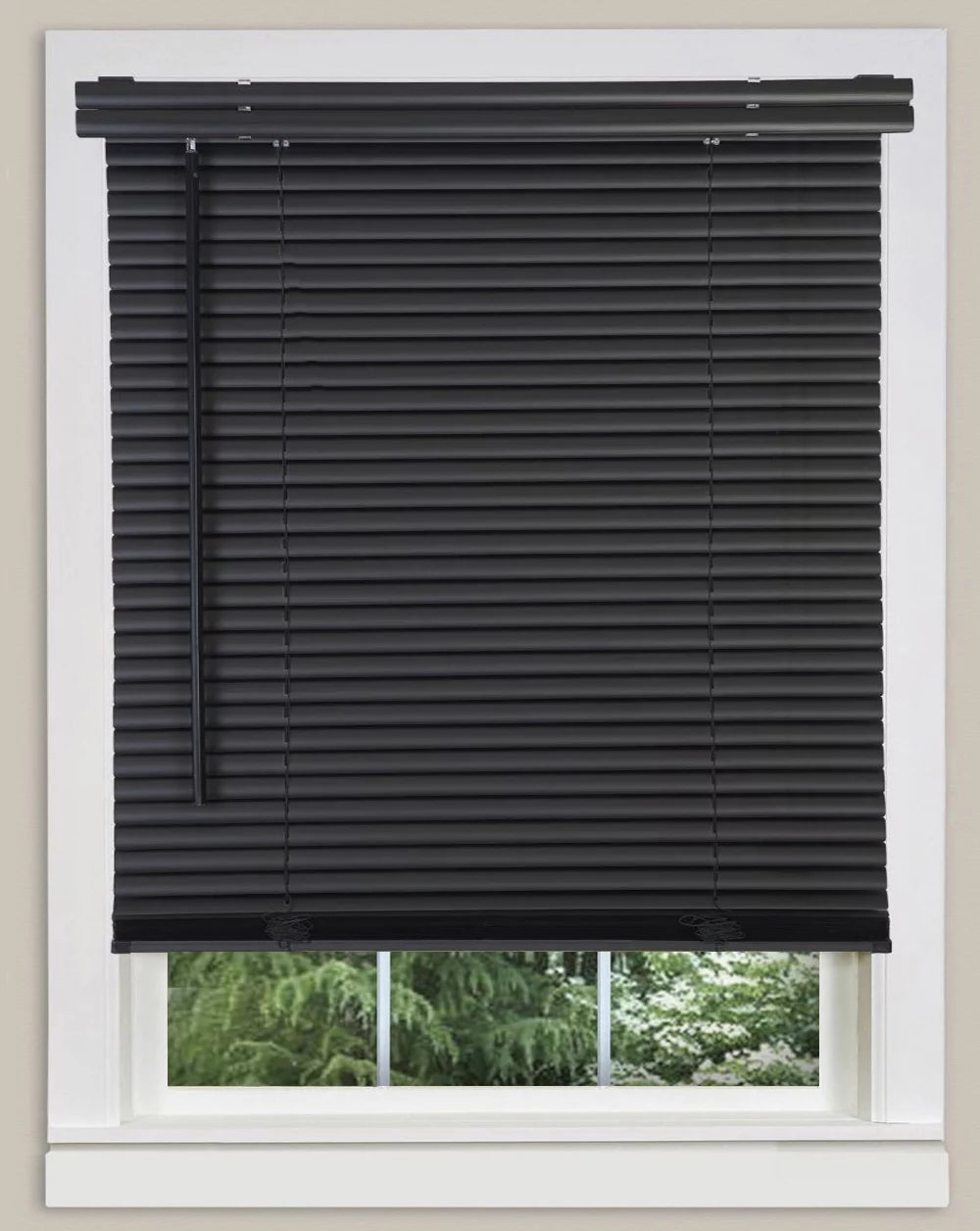 Cordless Black 1" Slats Venetian Vinyl Blind 32" x 72" W5973
