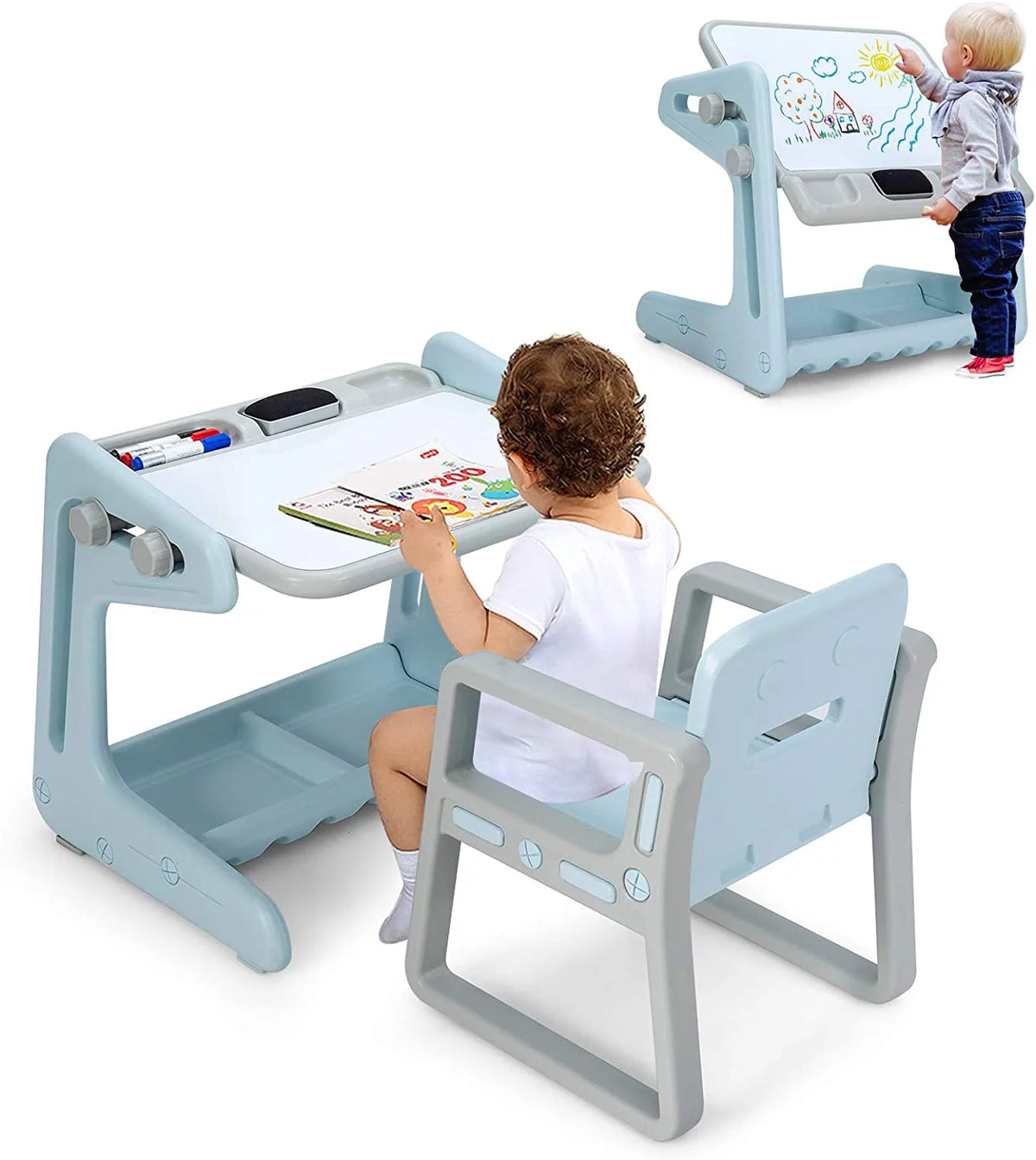2 in 1 Kids Table & Chair Blue G5342