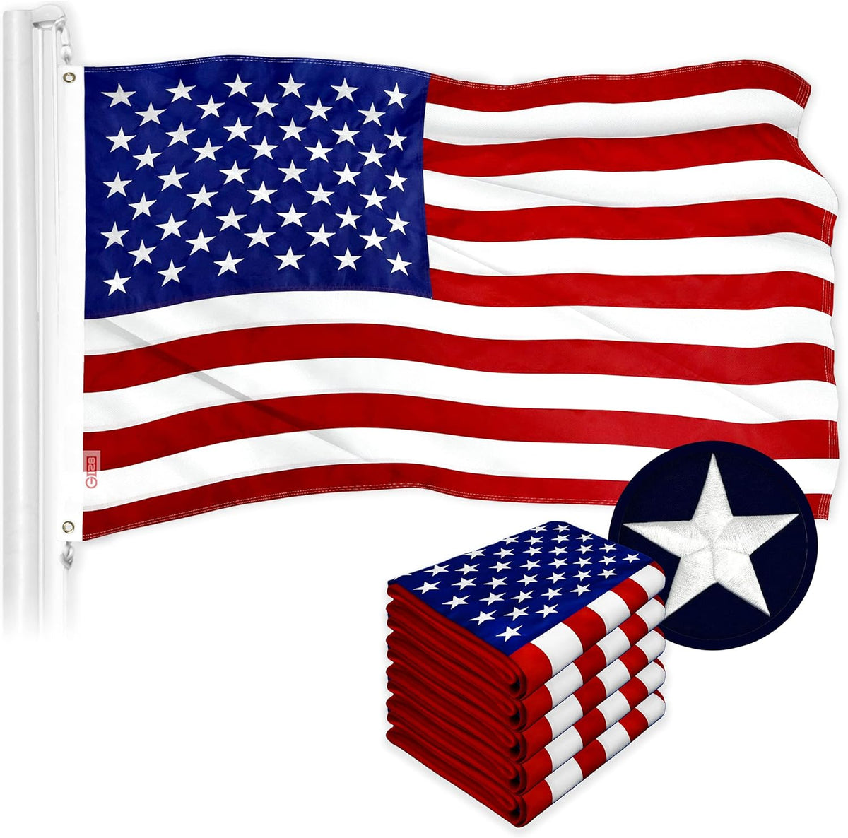 5 Pack American USA US Flag 10x15 ft Embroidered Stars Sewn Stripes Brass Grommets P59480