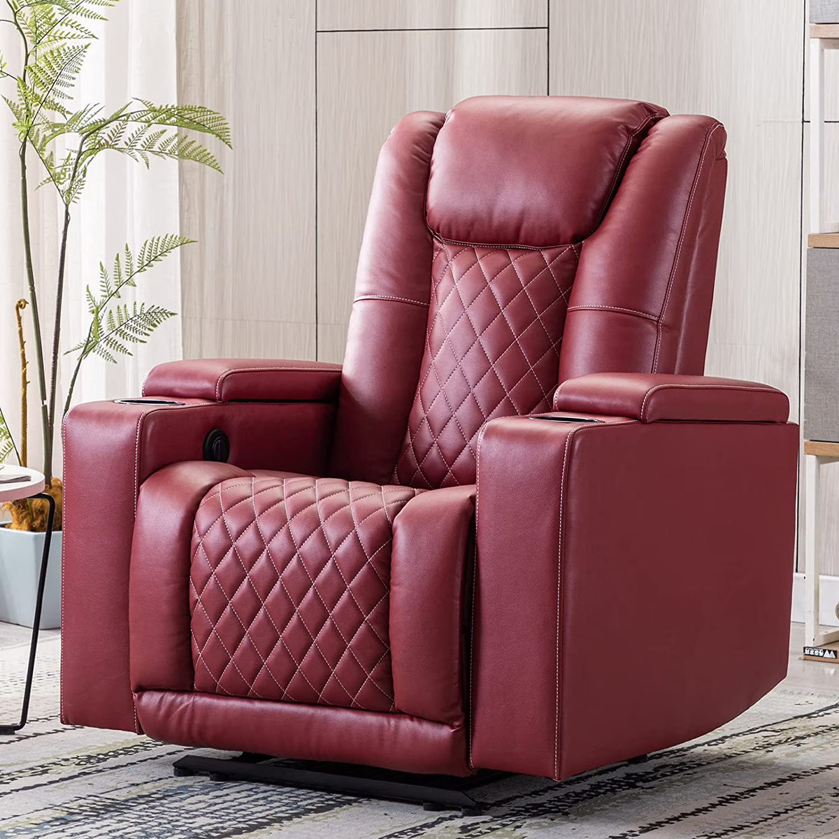 Power Recliner Chair Set of 3 PU Leather Black M85020