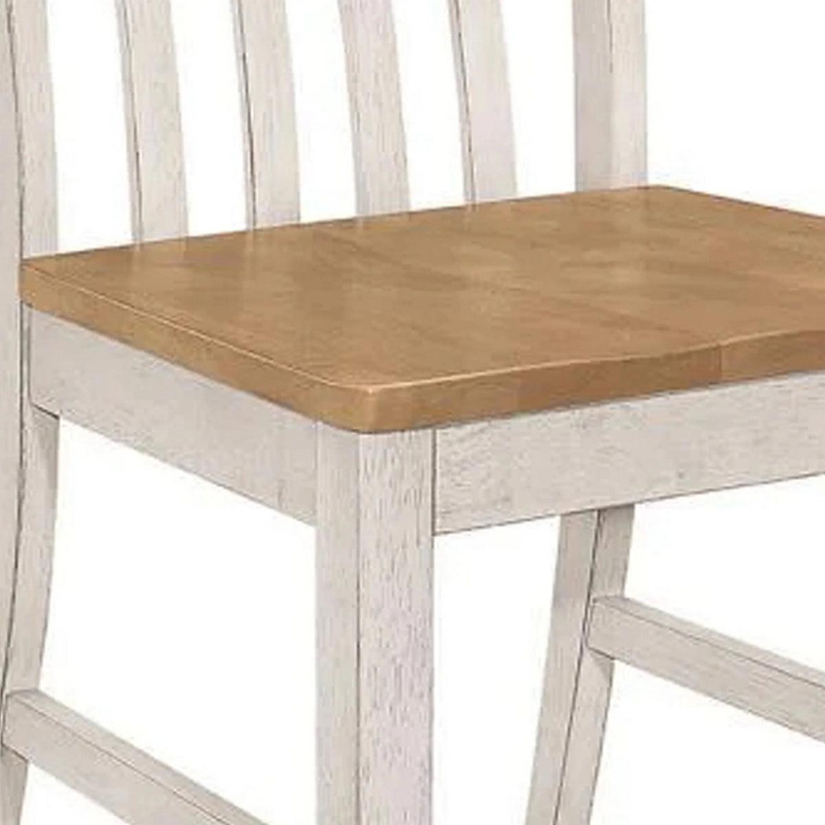 18 Inch Set of 2 Slatted Back Antique White Wood Dining Chair W718