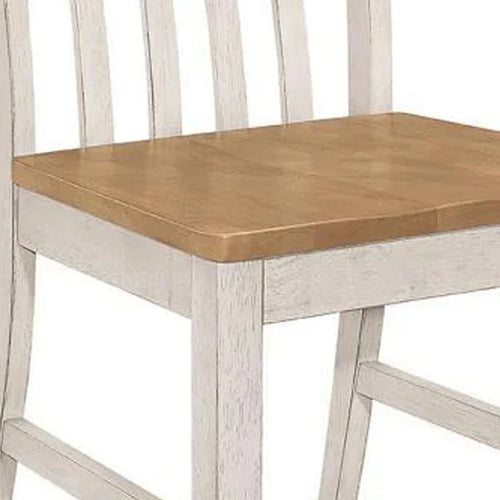 18 Inch Set of 2 Slatted Back Antique White Wood Dining Chair W718
