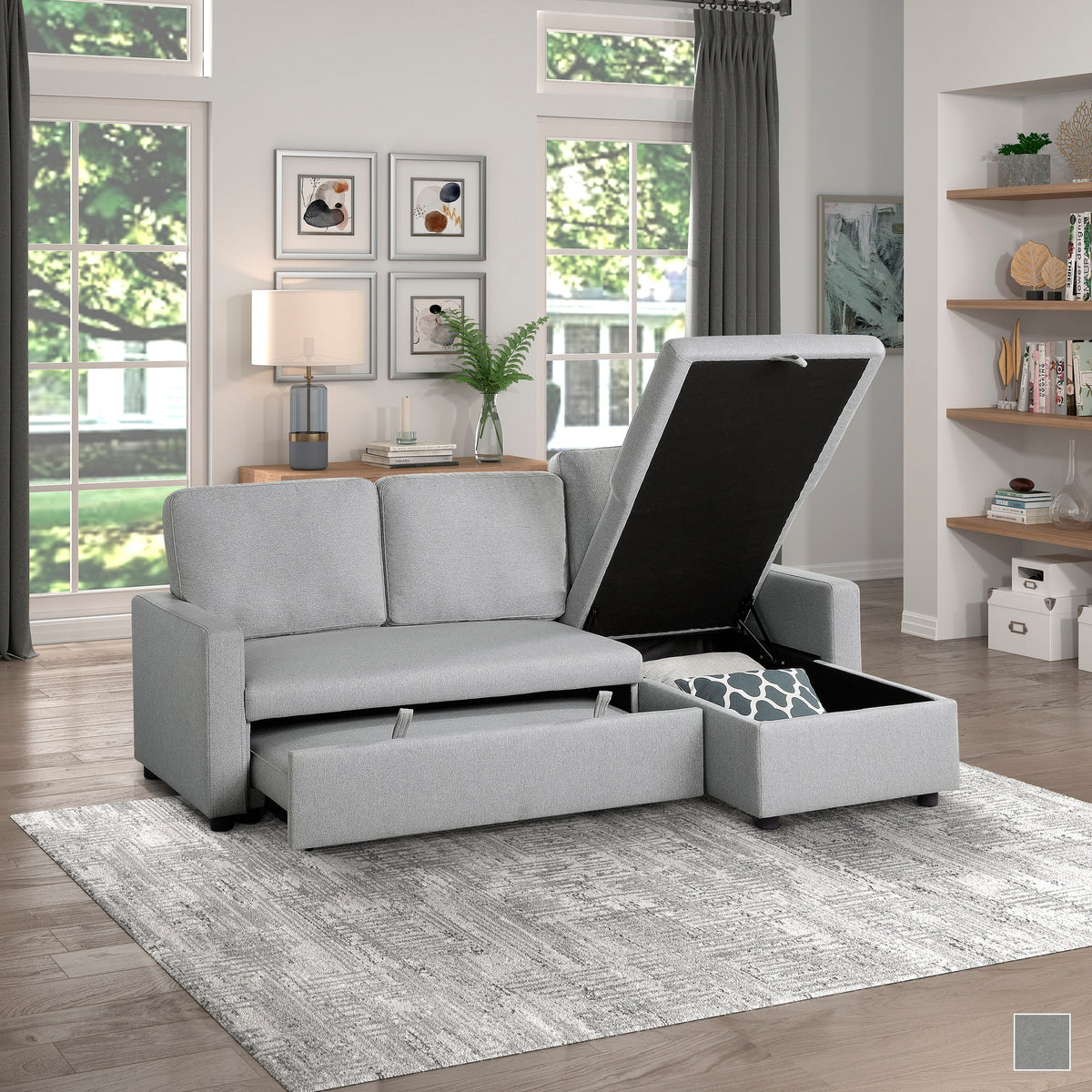 Sleeper Sectional Sofa with Reversible Chaise S425