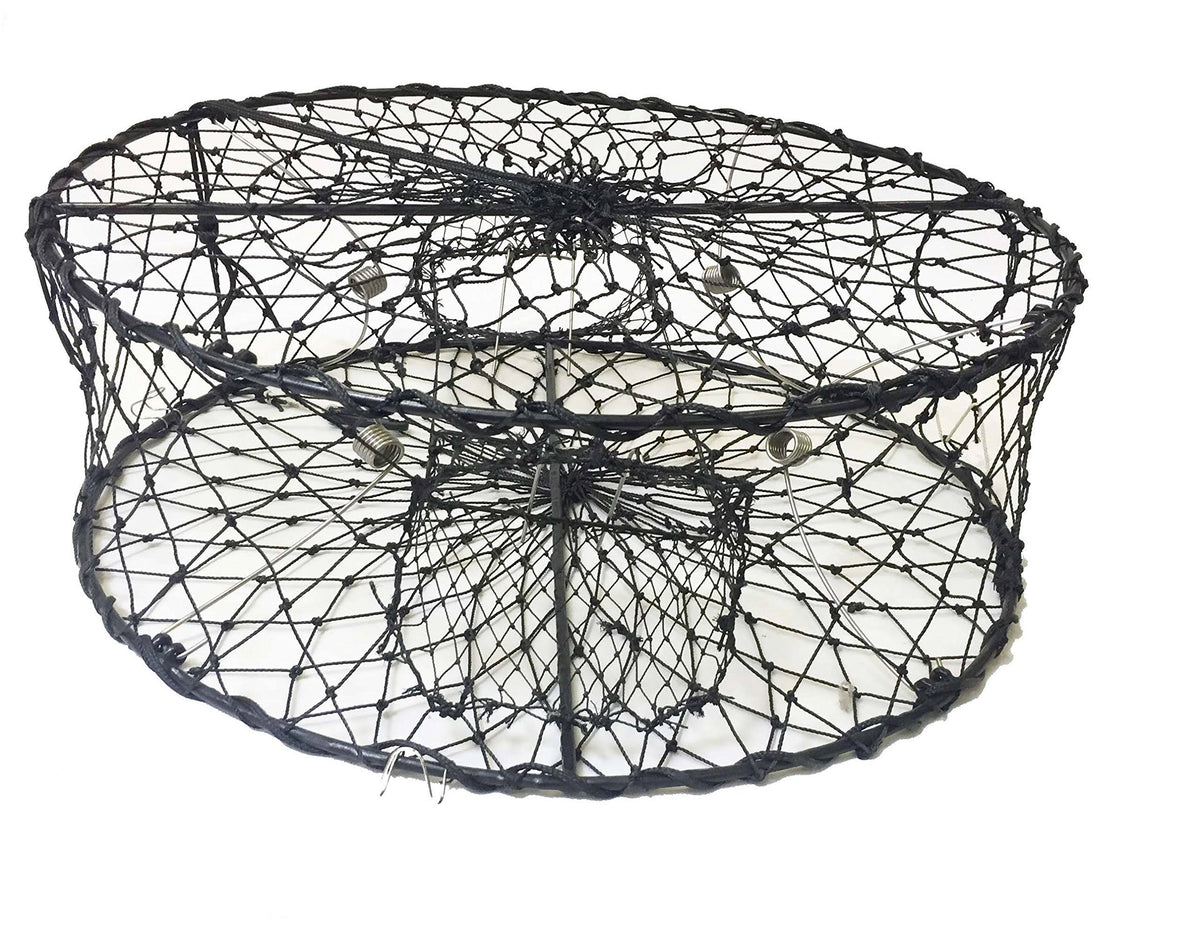 Foldable Crab Trap with 3 Stainless Steel Spring 30 x 10 Black F9746