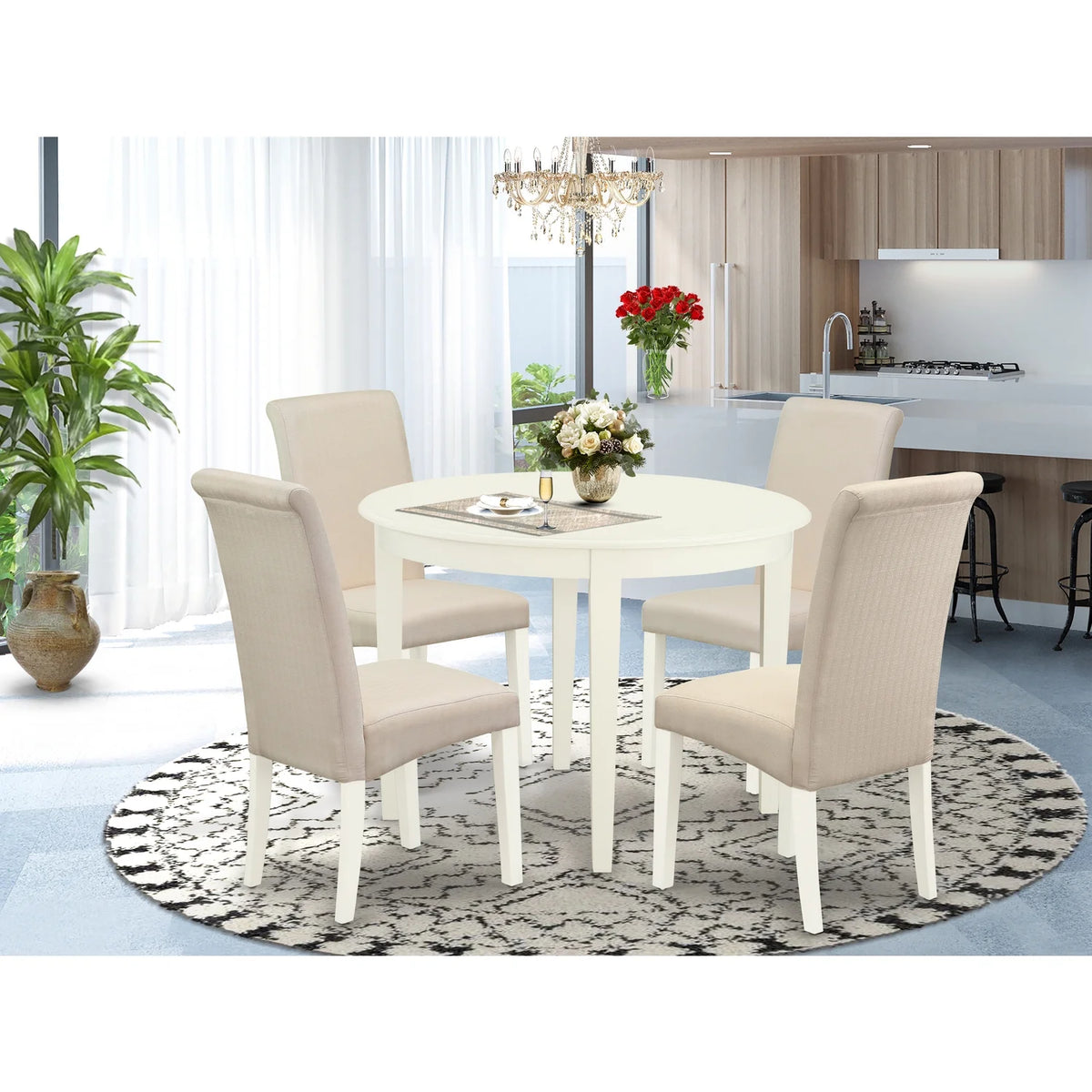 5 Pc Dining Set with Round Table and 4 Chairs T9878