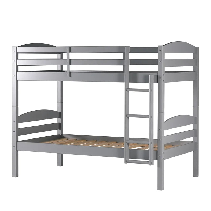 Gray Solid Wood Twin-over-Twin Bunk Bed Frame V96032