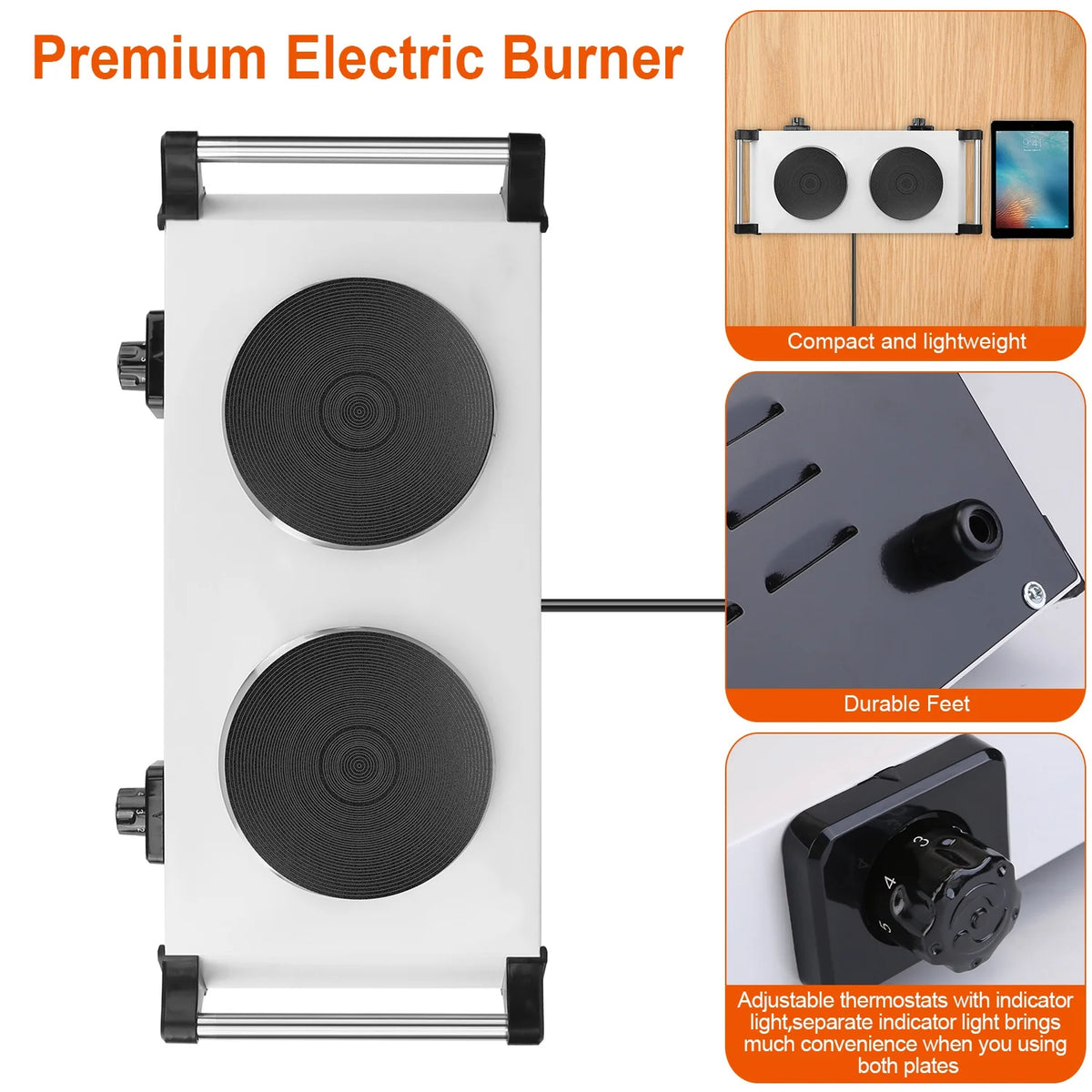 Portable Coil Heating Double/Single Burners Stove 2000W V300604