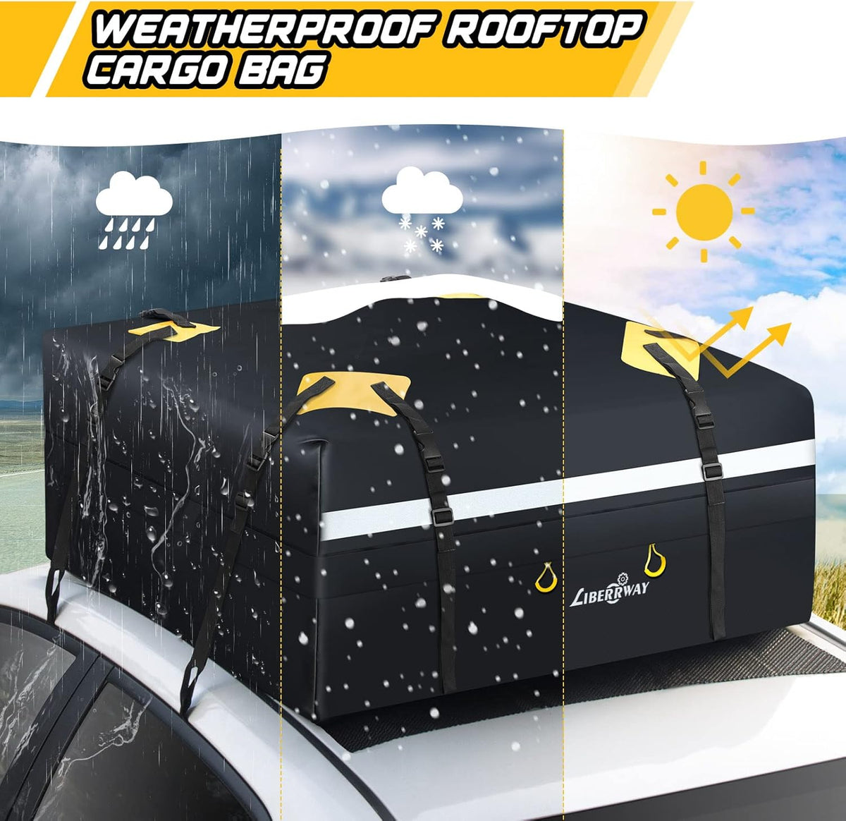 Rooftop Cargo Carrier 15 Cubic Feet Waterproof Roof Rack Cargo Bag with Anti-Slip Mat Q5505