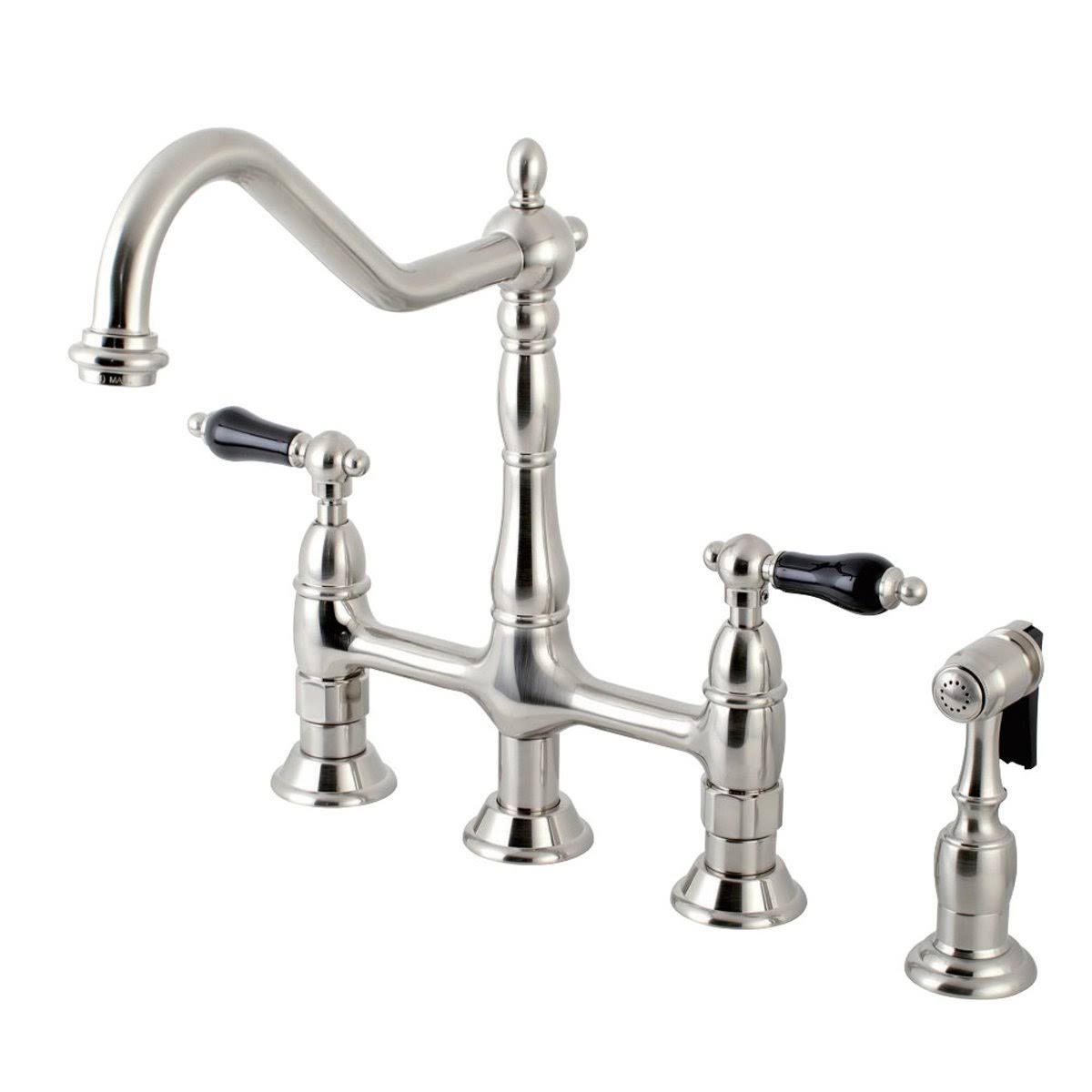 Bridge Kitchen Faucet with Brass Sprayer, Polished Brass T2478