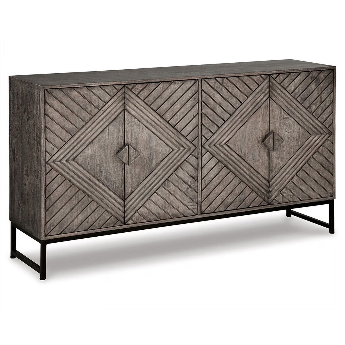 Distressed Gray Wood Accent Cabinet H468
