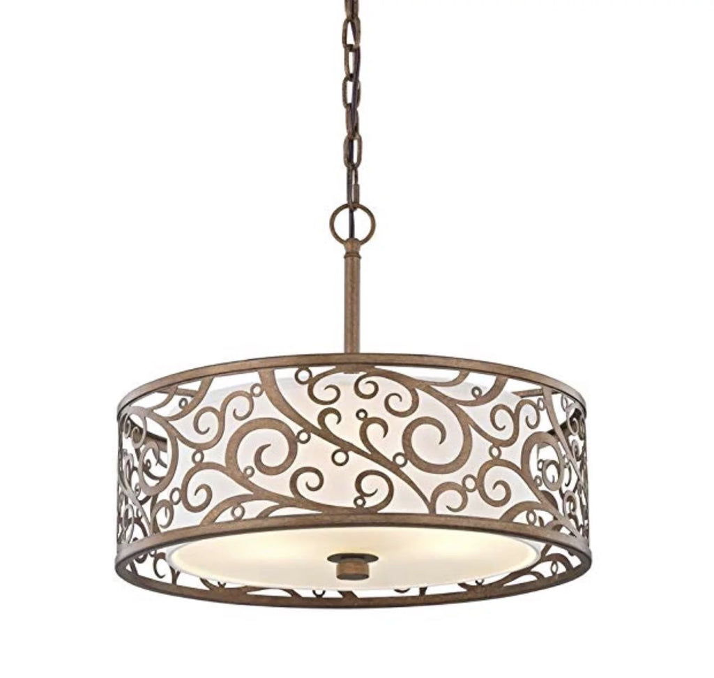 3-Light Burnished Gold Pendant Frosted Glass K250