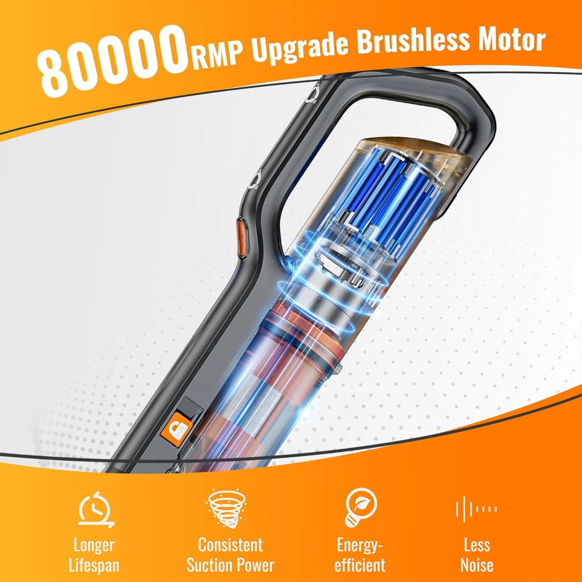 Cordless Vacuum Cleaner, 20Kpa Lightweight Stick Vac T675