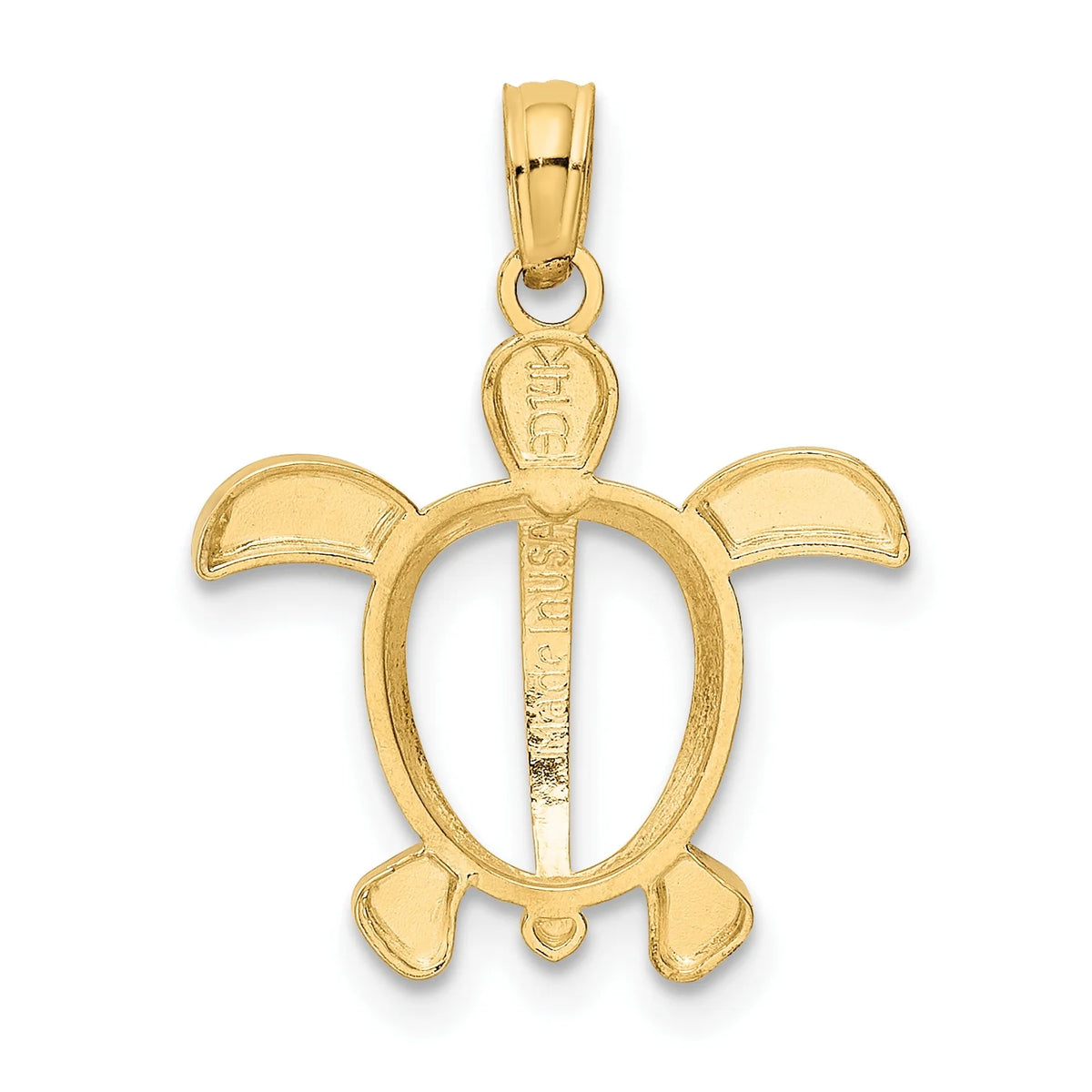 14K Two-Tone Gold Rhodium Plated Sea Turtle Pendant Necklace B496