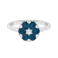 London Blue Topaz Ring with Diamond, 925 Sterling Silver P3344