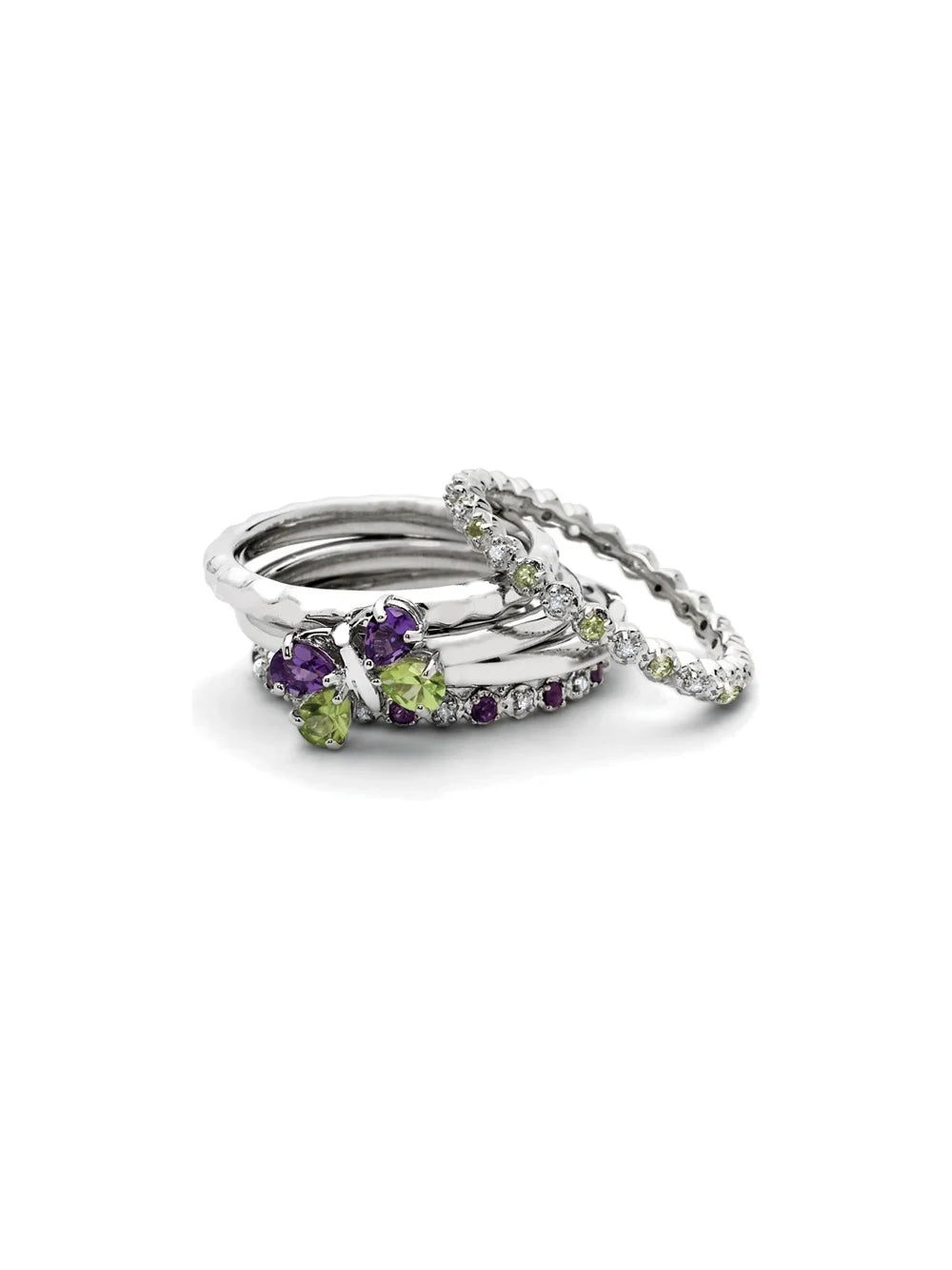 Amethyst Ring 1/5 Carat (Ctw) with Diamond Accent in Sterling Silver I556