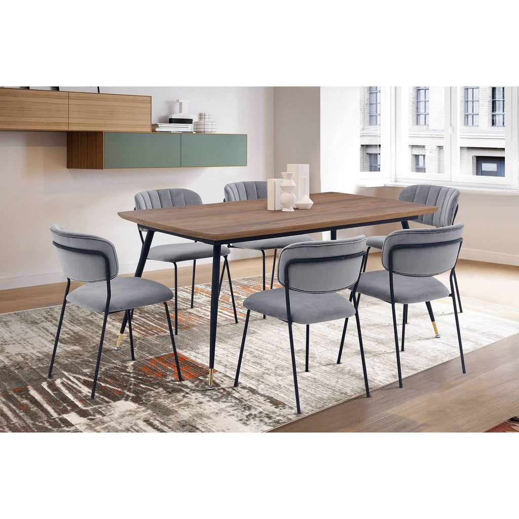 Grey Velvet and Metal Dining Room Chairs - Set of 2 X6381