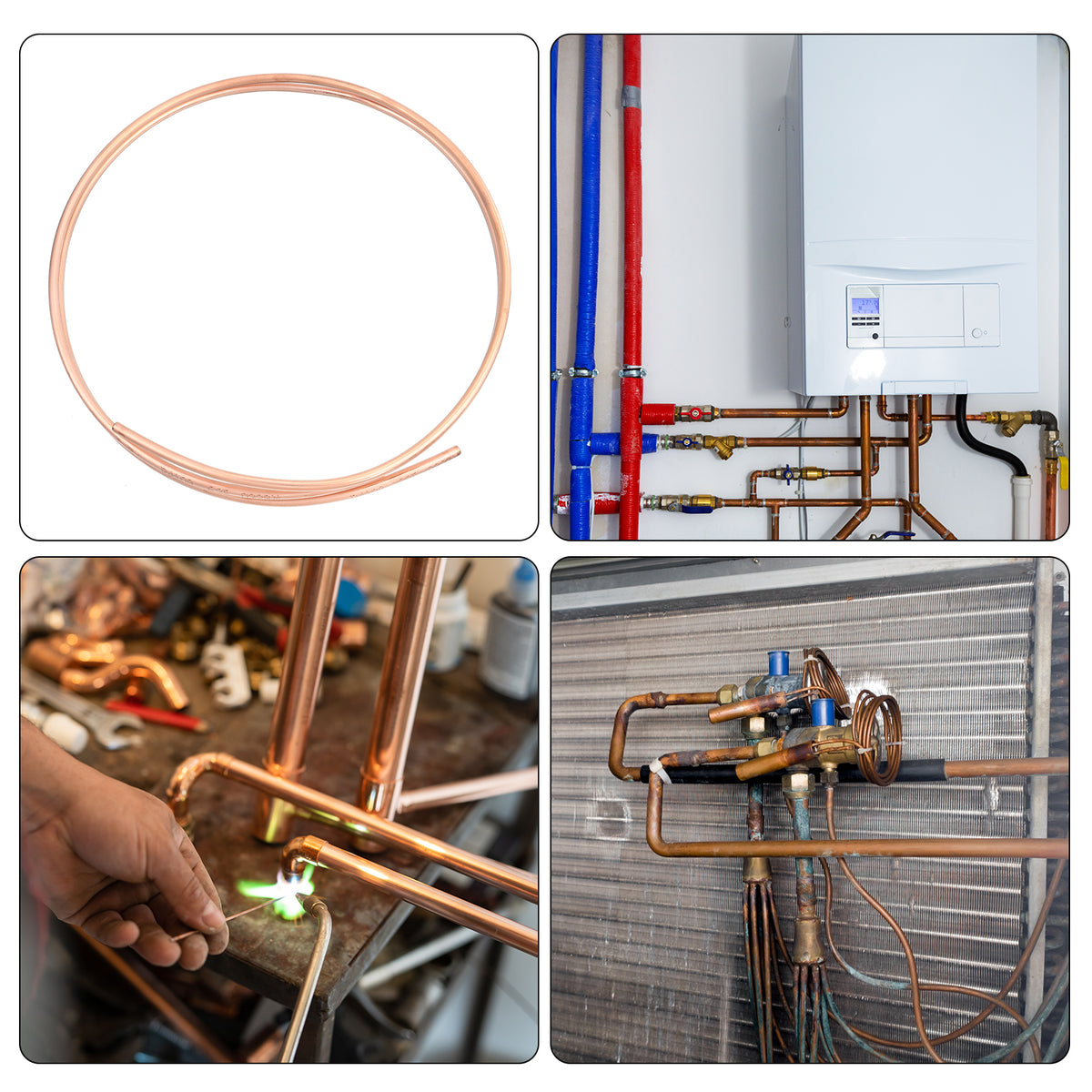 Copper Tube Refrigeration Tubing 0.31" OD x 0.24" ID x 6.6Ft Seamless Round Pipe Coil I827