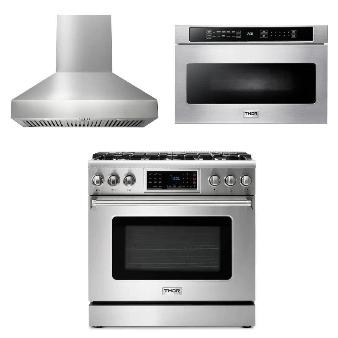 36 Gas Range, Range Hood, Microwave K818092