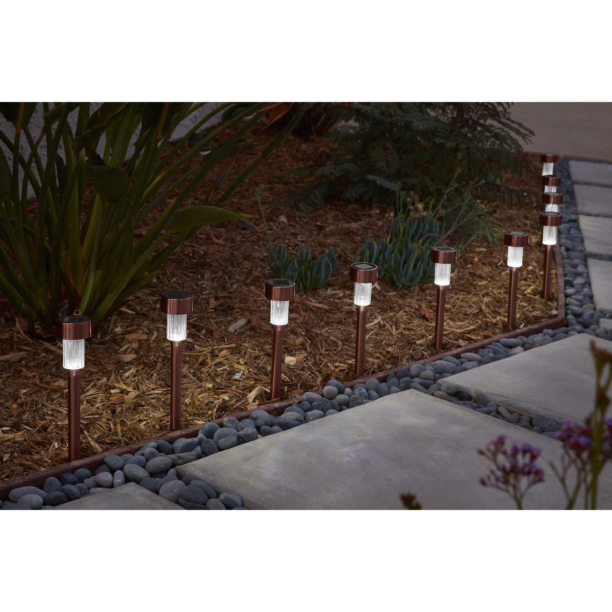 10 in. Solar LED Copper Finish Pathway Lights, 10-Pack D682