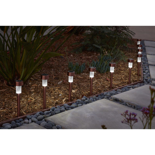 10 in. Solar LED Copper Finish Pathway Lights, 10-Pack D682